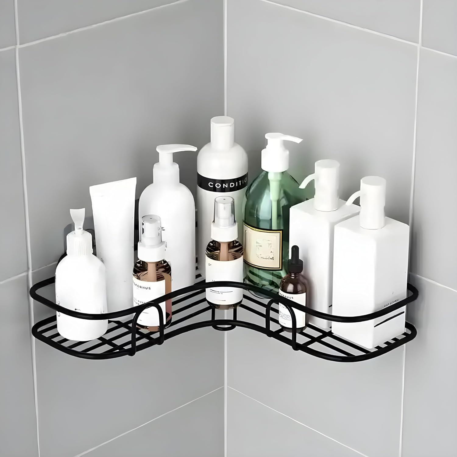 Triangle Self-Adhesive Metal Corner Shelf – Rustproof Steel Bathroom Storage Rack